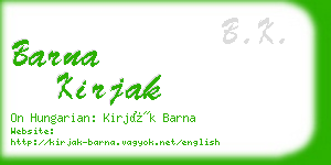 barna kirjak business card